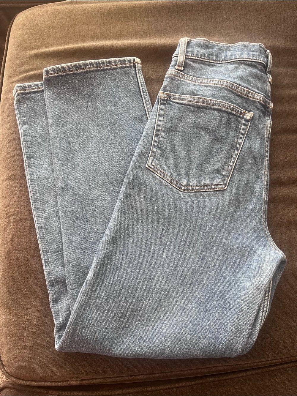 Re/Done Straight-Leg Mid-Blue Women's High-waisted Capri Jeans - Picture 2 of 4